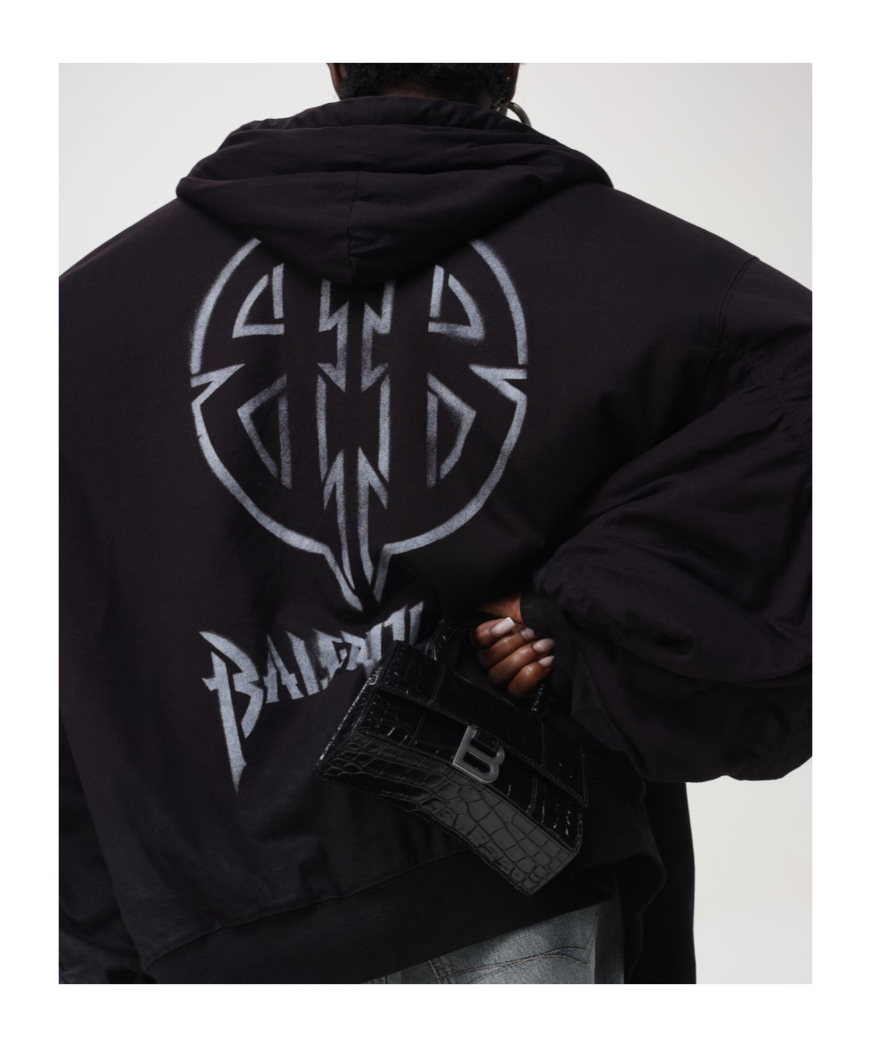 Balenciaga Front Pocket Oversize Cotton Sweatshirt In Black