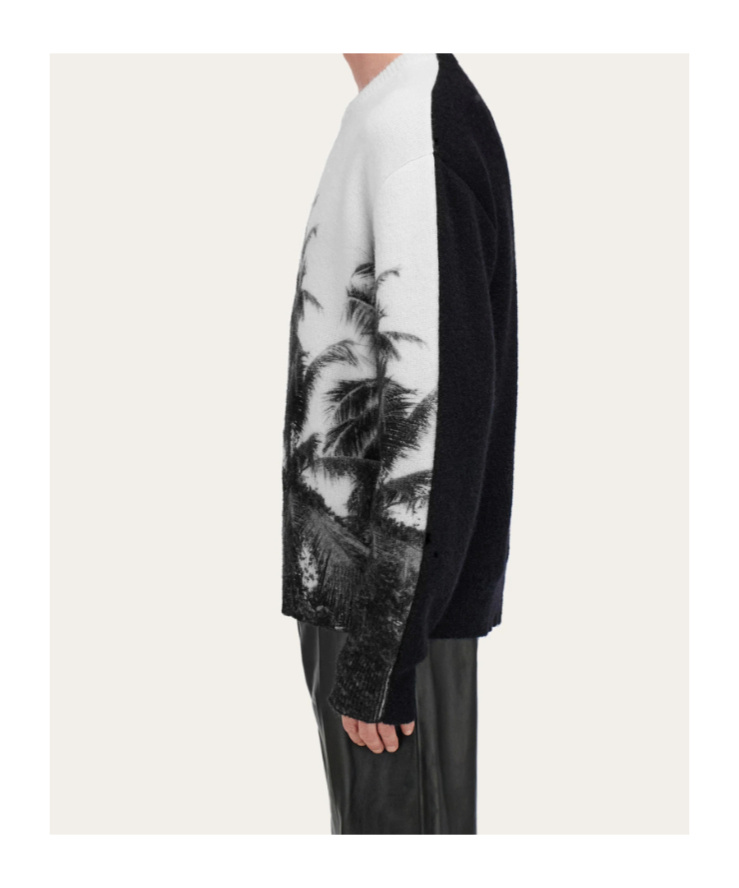 Ferragamo Crew Neck Sweater With Trinidad Print In White