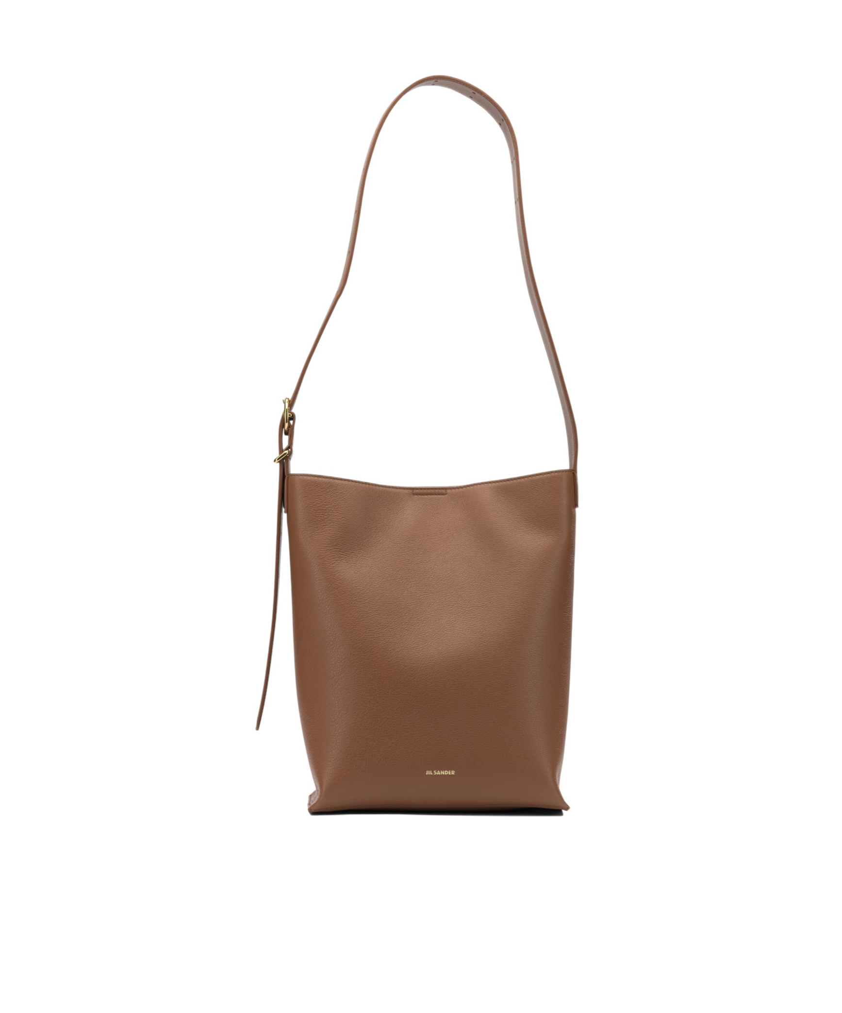 Jil Sander Small Cannolo Shoulder Bag With Adjustable Strap In Brown
