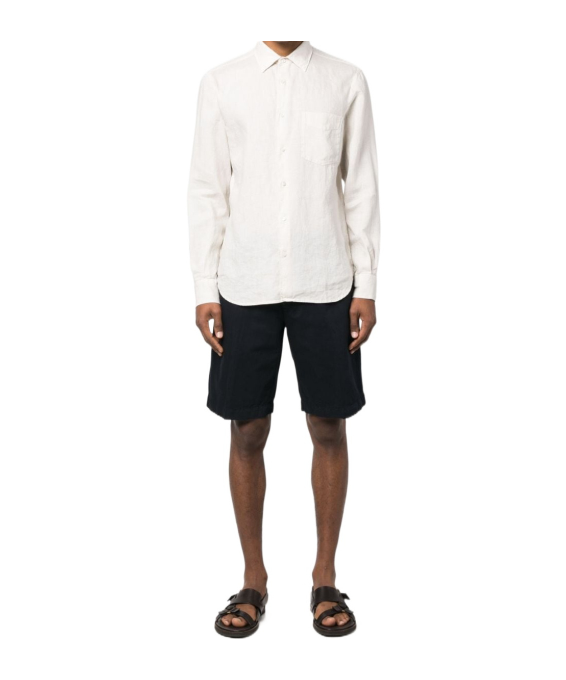 Shop Aspesi Long-sleeve Linen Shirt In White