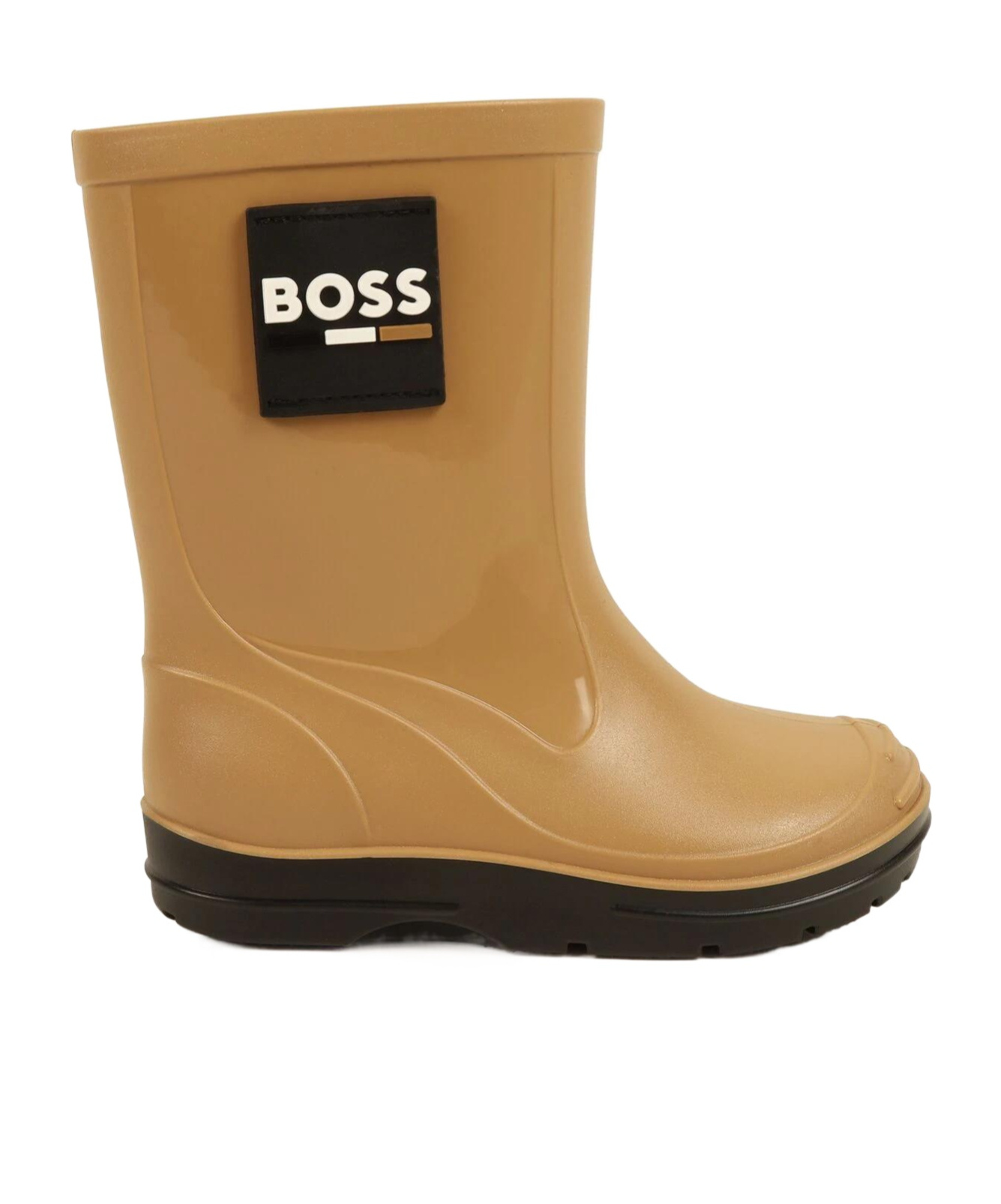 Hugo Boss Logo-patch Rain Boots In Brown