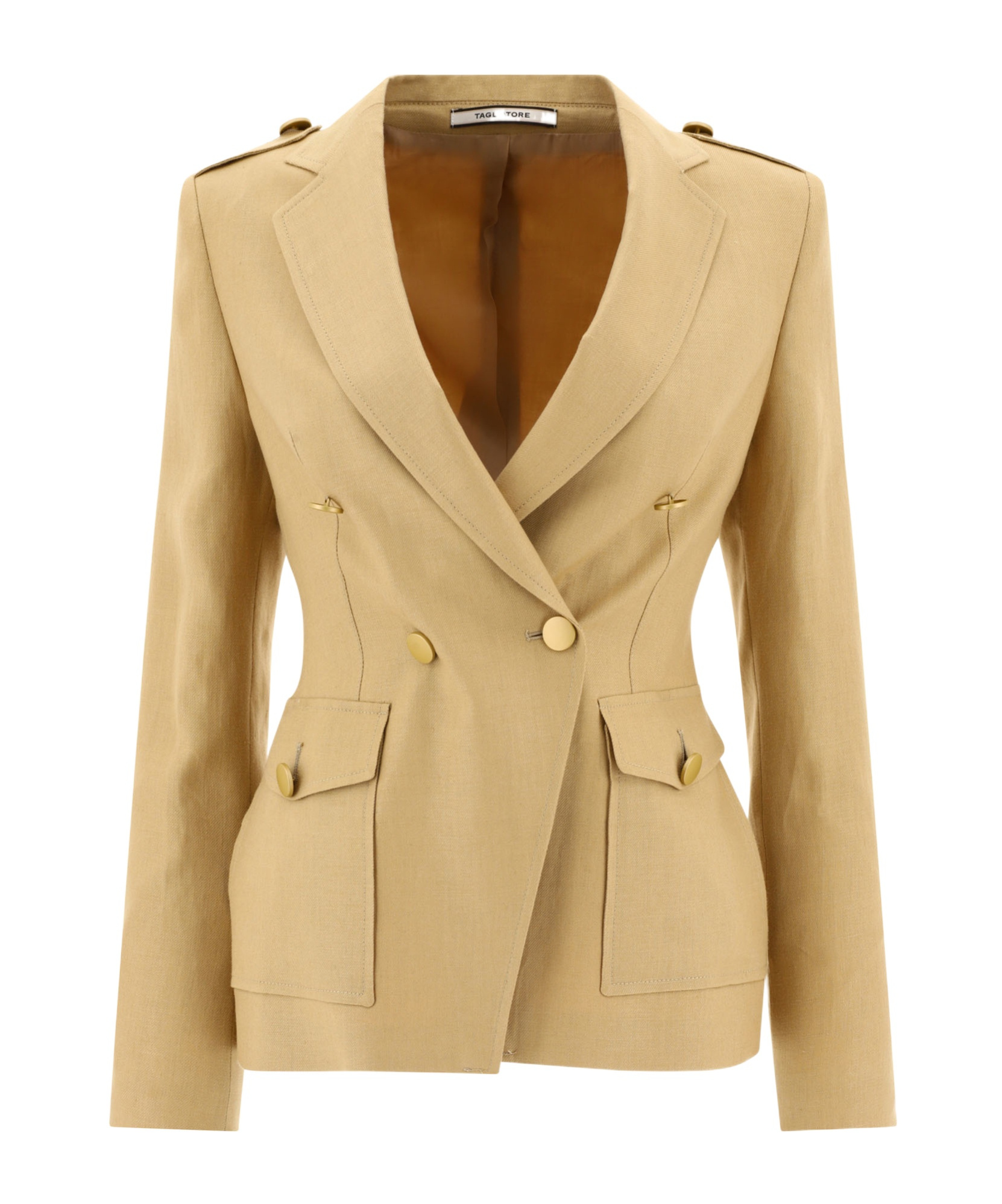 Tagliatore Darlene Double-breasted Linen Blazer In Neutral
