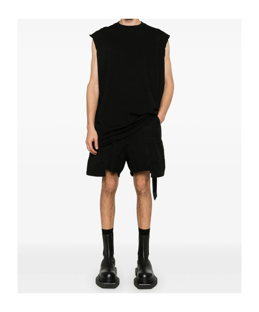 Rick Owens Drkshdw Cargo Pockets Shorts Frayed Hem In Black