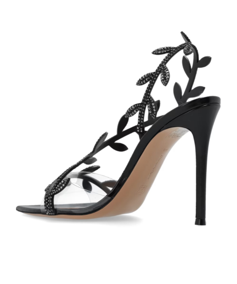 Gianvito Rossi Flavia Crystal-embellished Leather And Pvc Sandals In Black