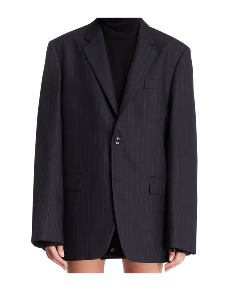 Maison Margiela Pinstripe Tailored Jacket In Blue