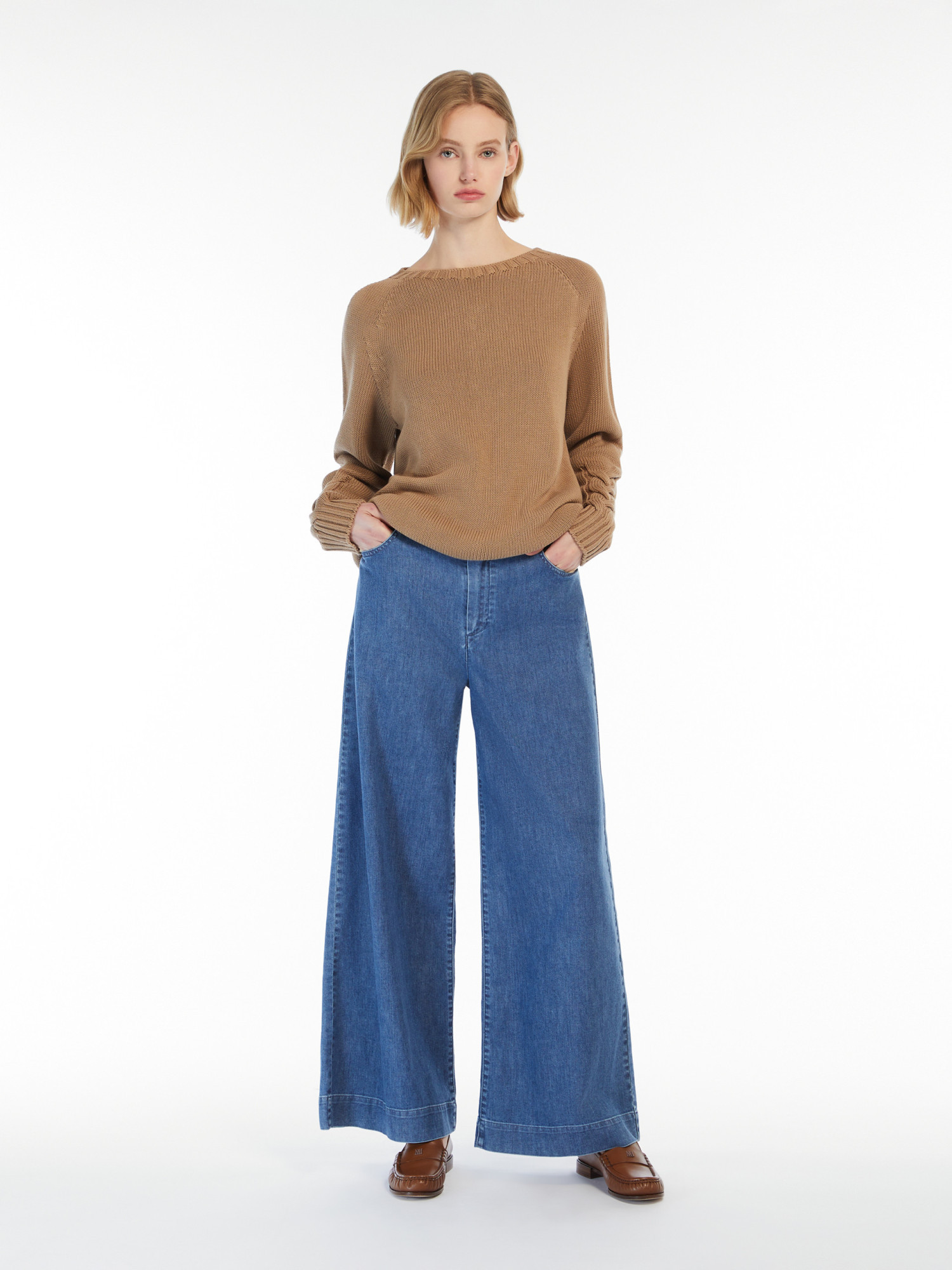 Max Mara Long-sleeved Sweater In Nude