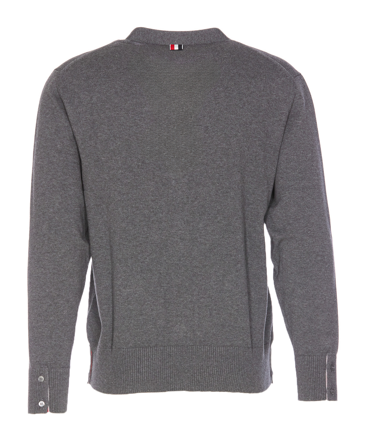 Thom Browne Grey V-neck Cardigan Front Pockets In Gray