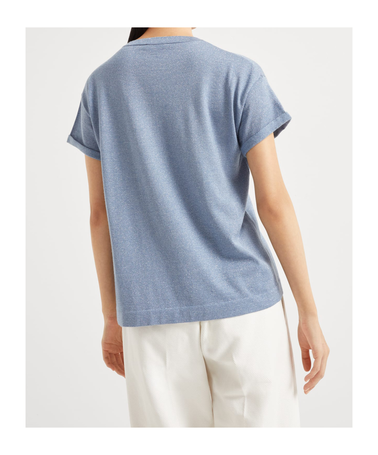 Brunello Cucinelli Short-sleeved Knitted Sweater In Blue