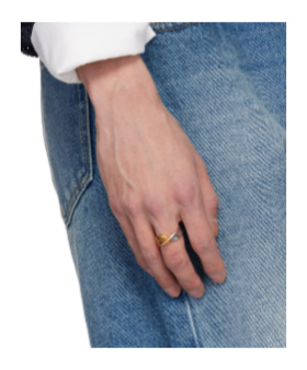 Maison Margiela Twisted Numerical Logo Ring In Yellow