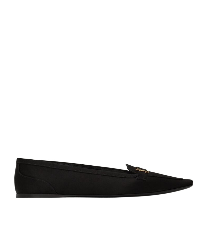 Saint Laurent Poppy Satin Ballets In Black