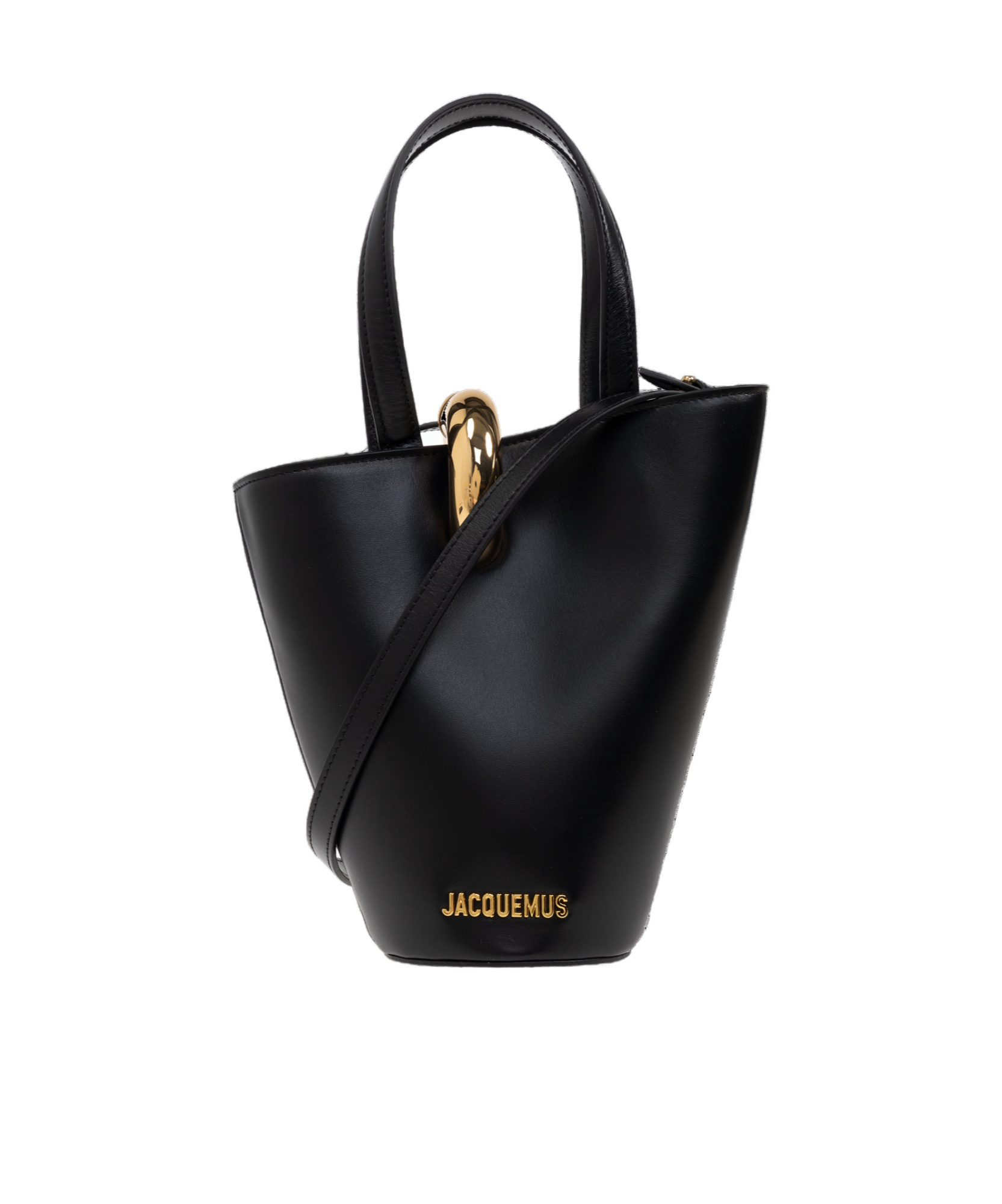 Jacquemus Le Petit Bambola Leather Top Handle Bag In Black