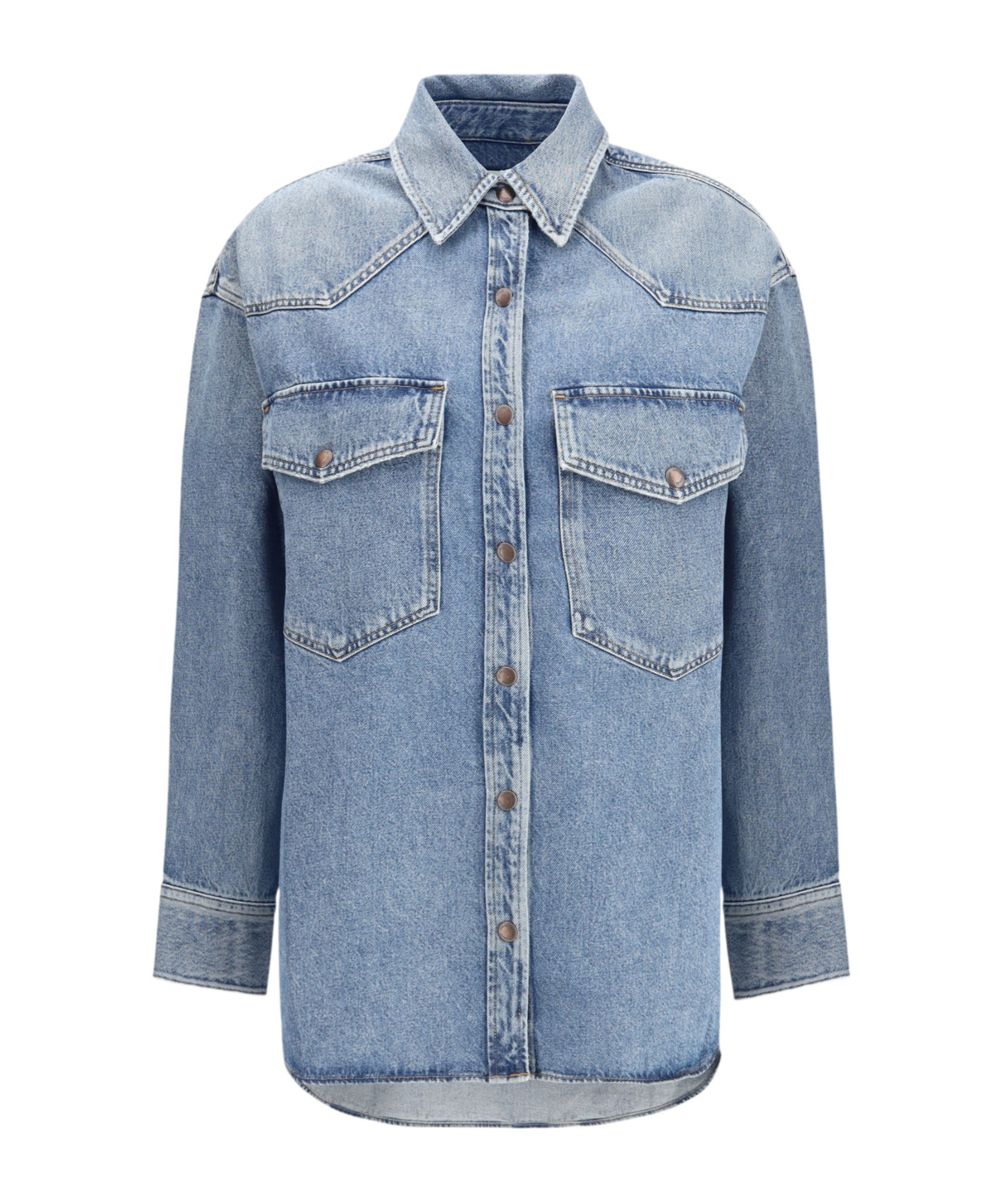 Agolde Long-sleeved Denim Shirt In Blue