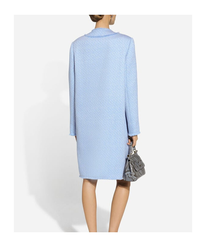 Dolce & Gabbana Single-breasted Raschel Tweed Coat In Blue