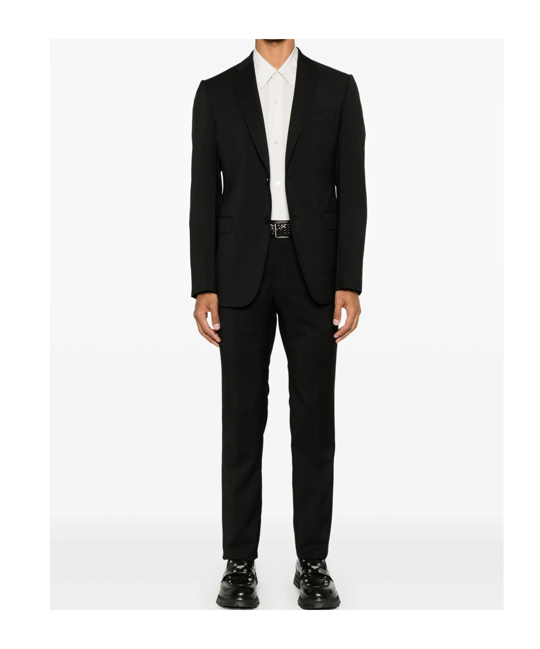 Emporio Armani Virgin Wool Single-breasted Suit In Black