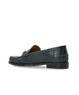 Ferragamo Harry F-buckle Leather Loafers In Green