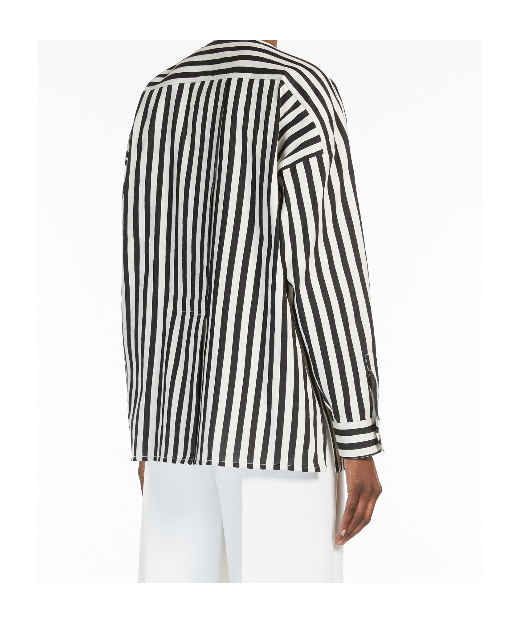 Max Mara Womens White Black Paio Striped Cotton And Silk-blend Shirt In Black