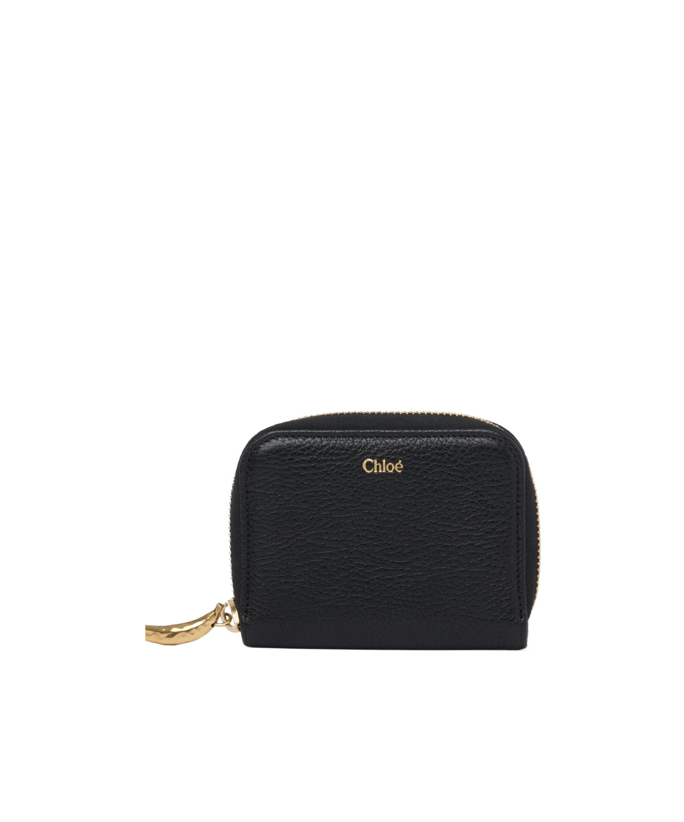 Chloé Banana Zipped Coin Purse In Grained Leather Black Size Onesize 100% Calf-skin Leather In Black