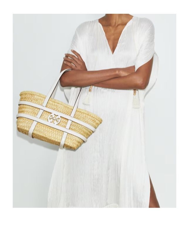 Tory Burch Natural Small Ella Straw Basket Tote