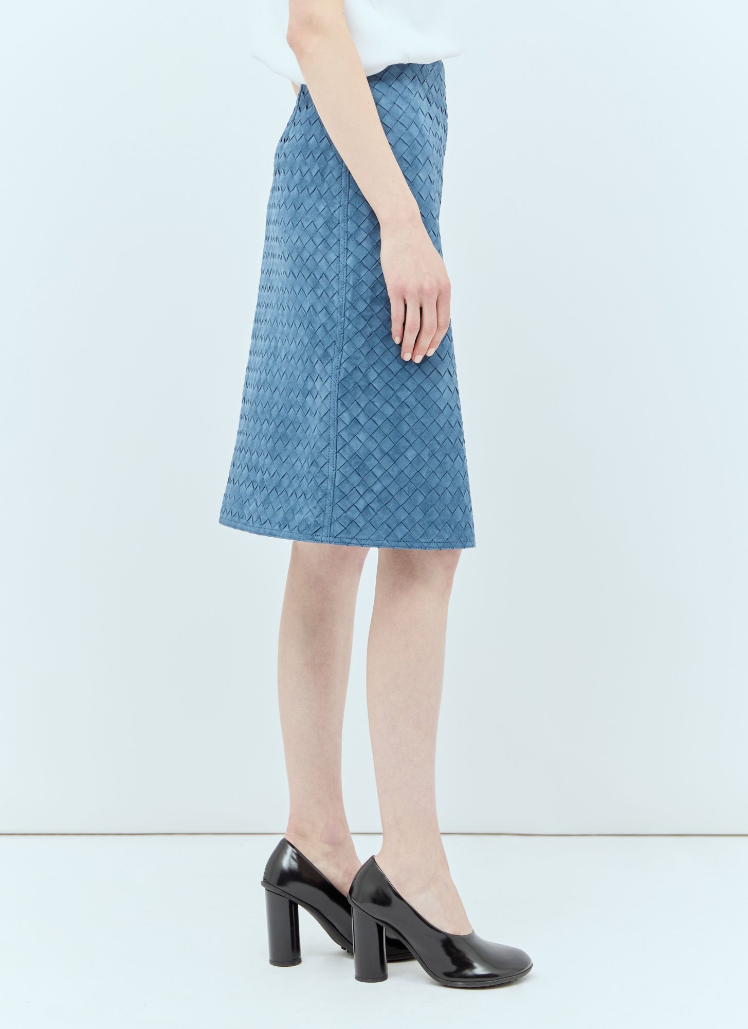 Bottega Veneta Intreciato Mid-length Skirt In Blue