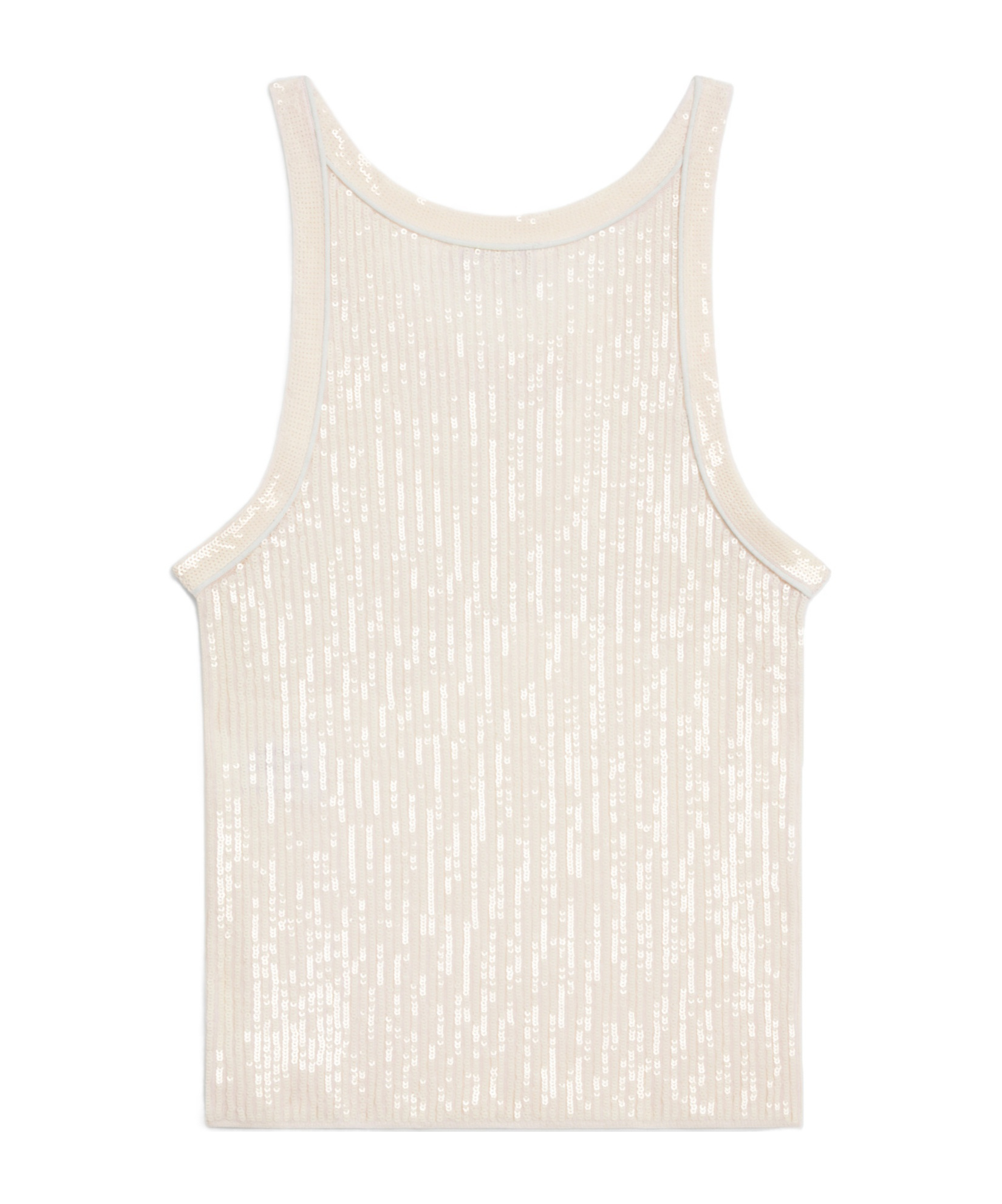 Celine Embroidered Tank Top In Ribbed Silk In Neutral