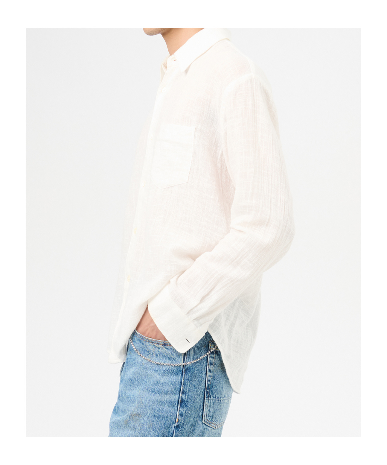 Our Legacy Off-white Coco Shirt With Point Collar And Mother Of Pearl Buttons In White