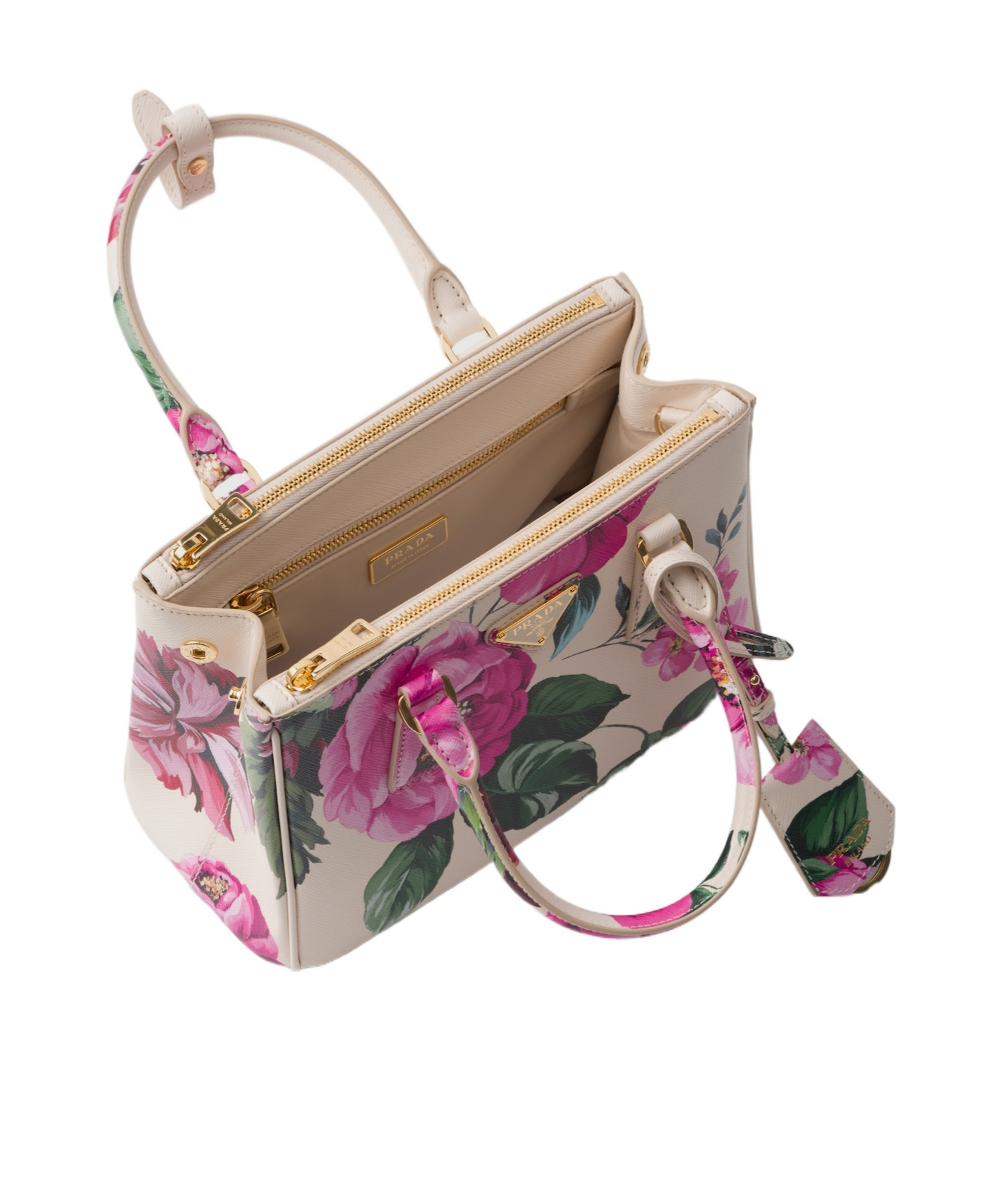 Shop Prada Galleria Printed Saffiano Leather Bag In Begonia Powder