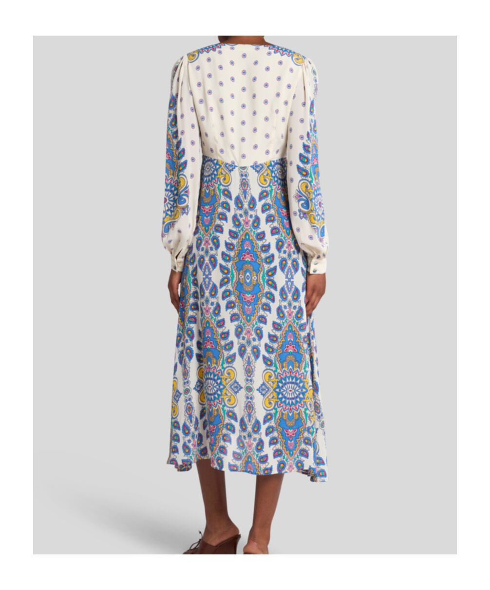 Etro Paisley Print V-neck Midi Dress In Blue