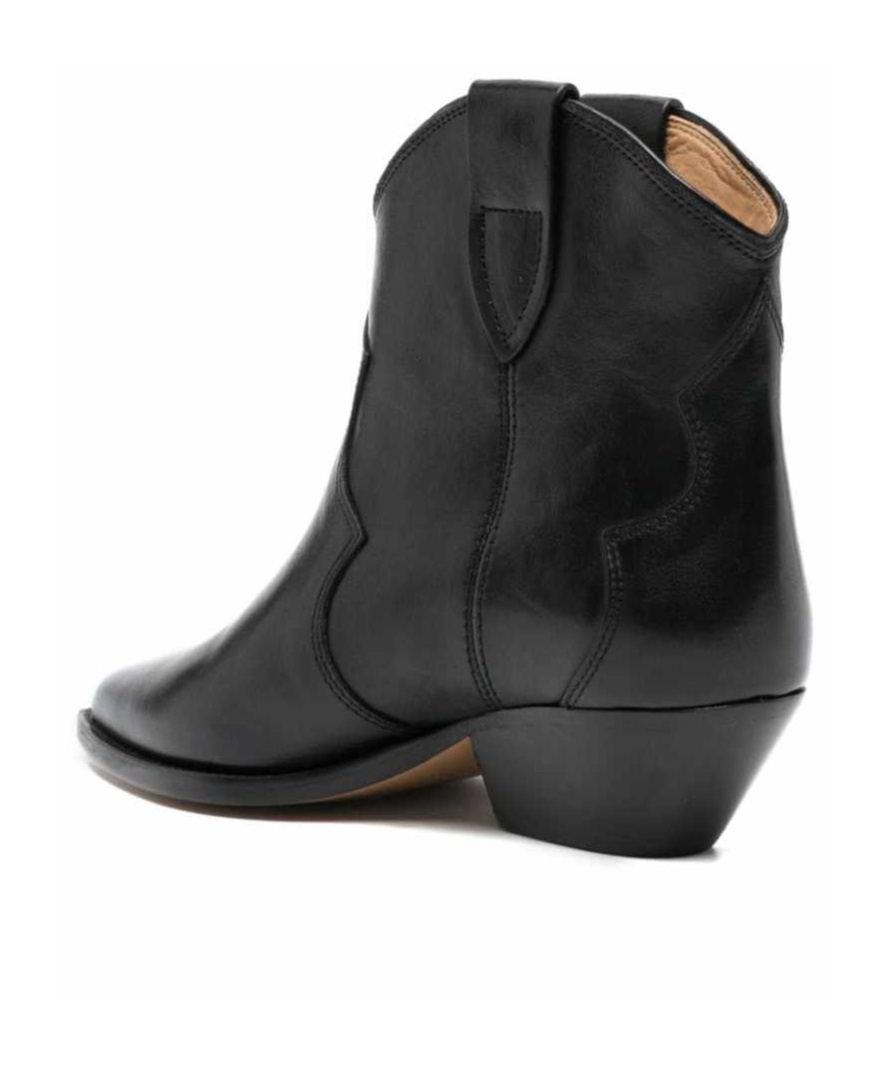Isabel Marant Women 'dewina' Black Slip-on Ankle Boots With Low Block Heel In Leather Woman In Black