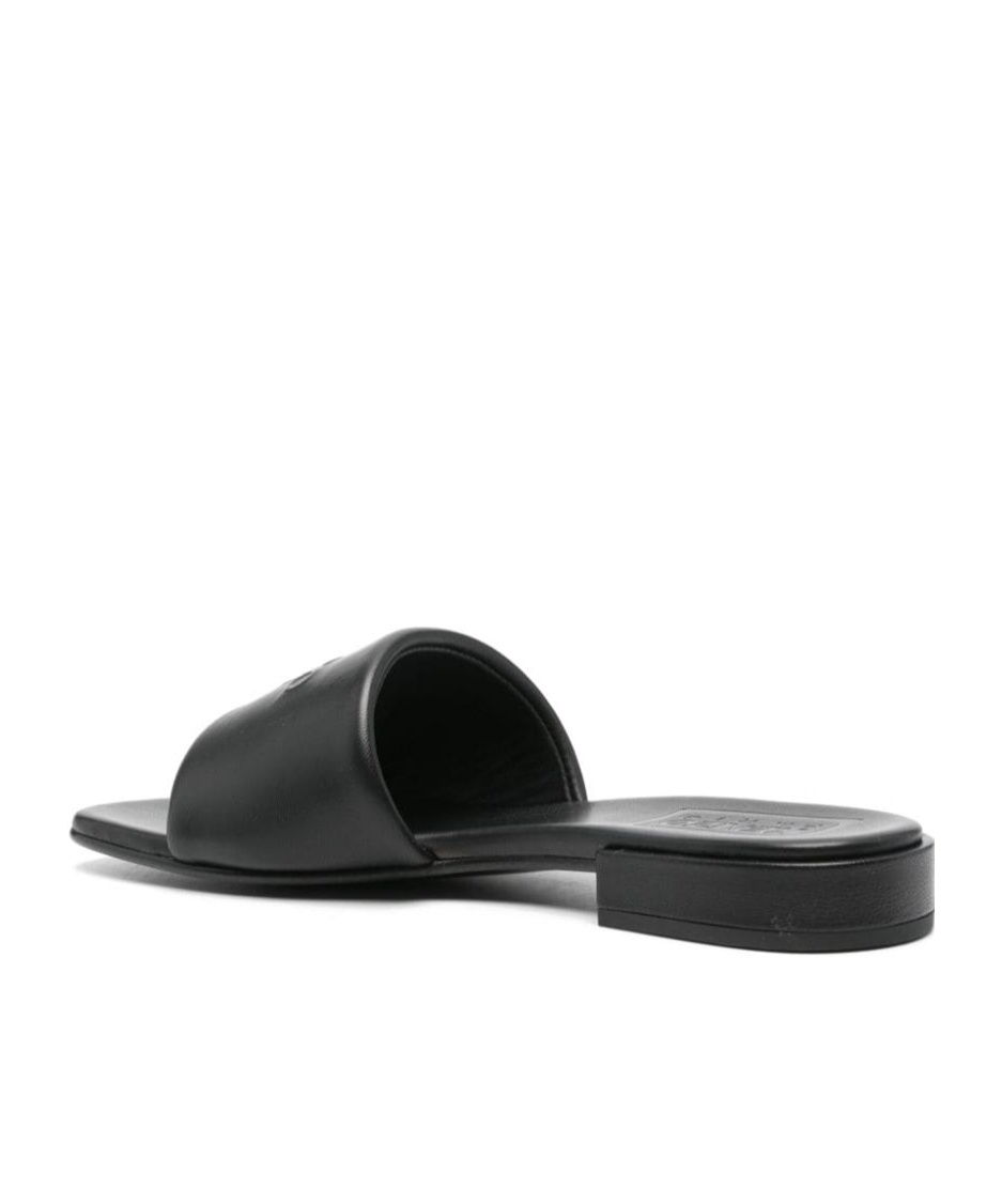 Kenzo Oki Leather Flat Sandals In Black