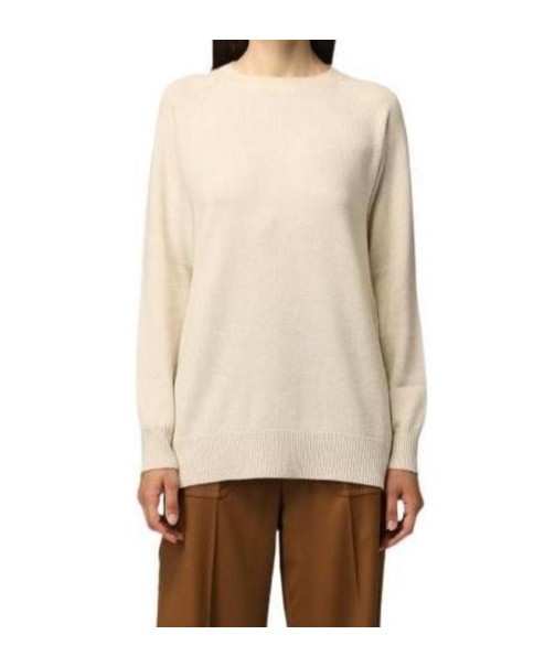 Max Mara Long Sleeve Round Neck Pullover In White