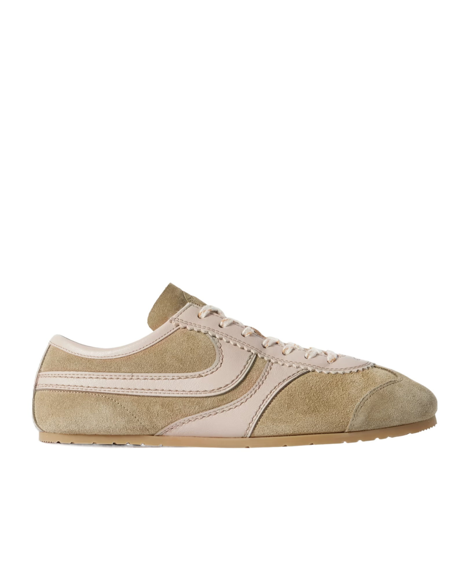Dries Van Noten Women Beige Low-top Sneakers With Two-tone Lace-up In Suede Woman In White
