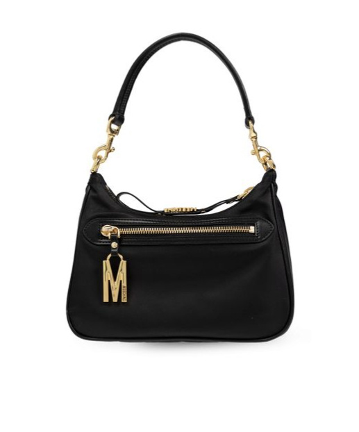 MOSCHINO MOSCHINO LOGO LETTERING ZIPPED SHOULDER BAG 