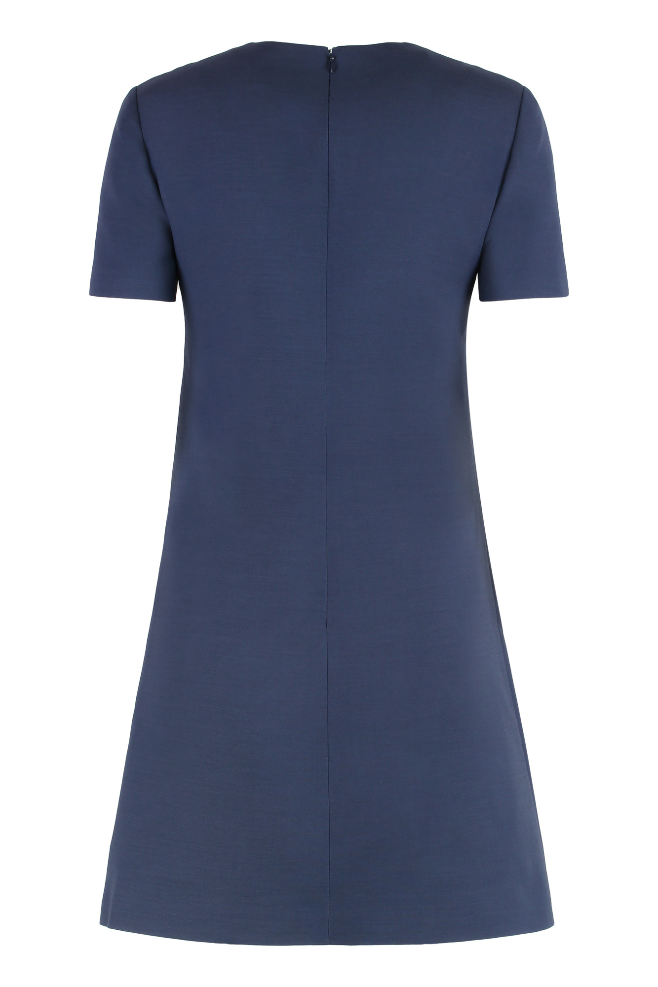 Valentino Wool And Silk Mini Dress In Blue