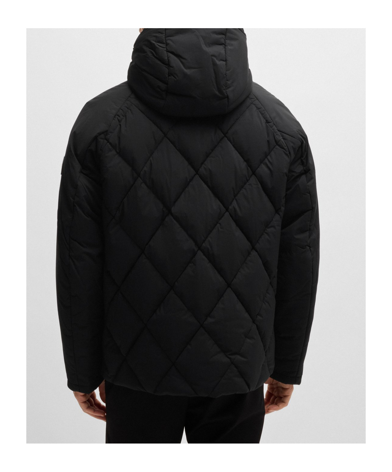 Hugo Boss Long-sleeved Short Down Jacket In Black