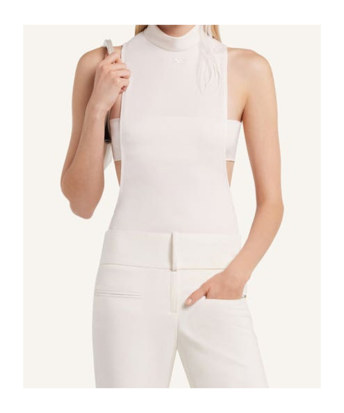 Courrèges Mock-neck Top In Natural Beige