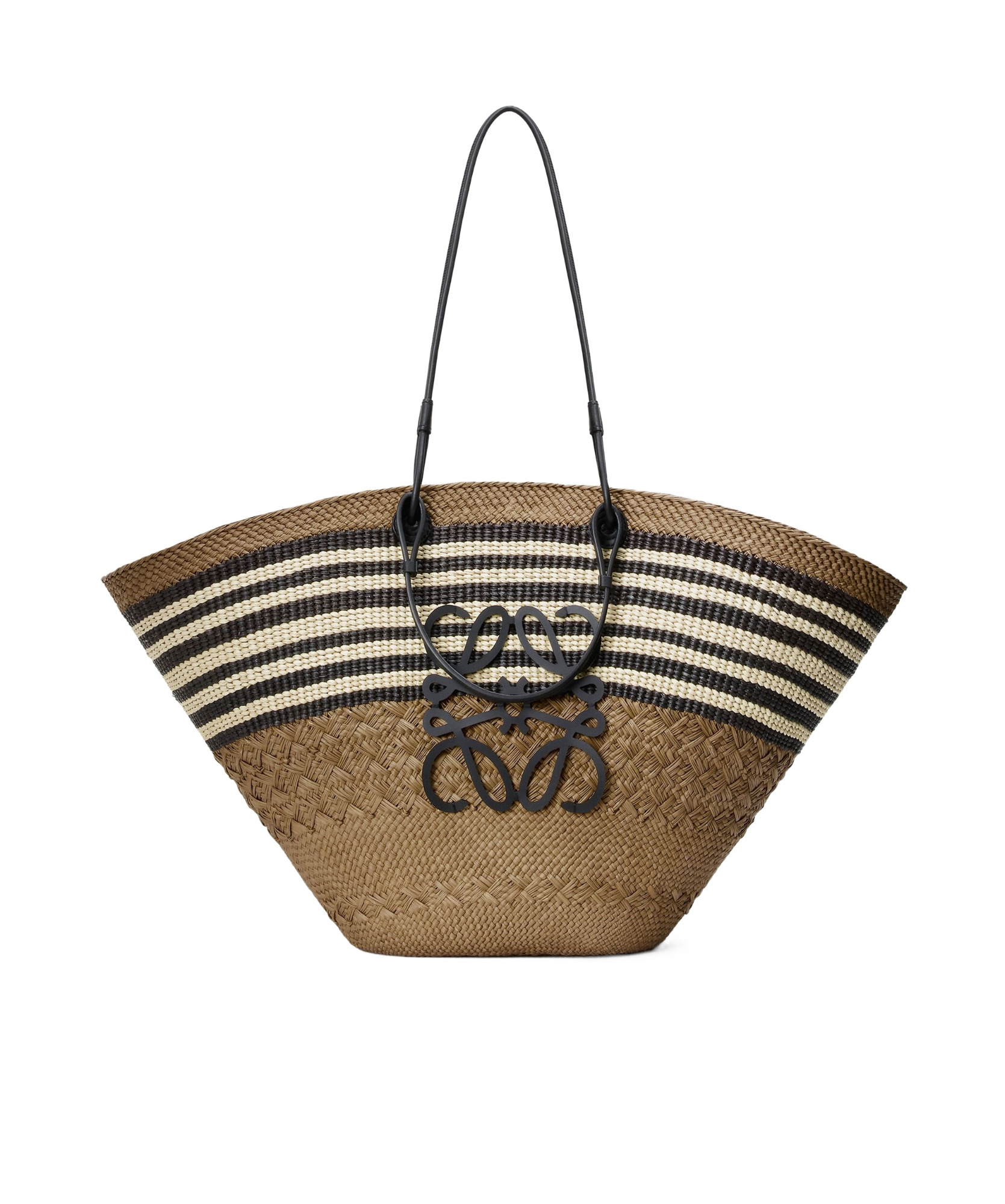 Loewe Large Anagram Basket Bag In Iraca Palm And Leather In Multi