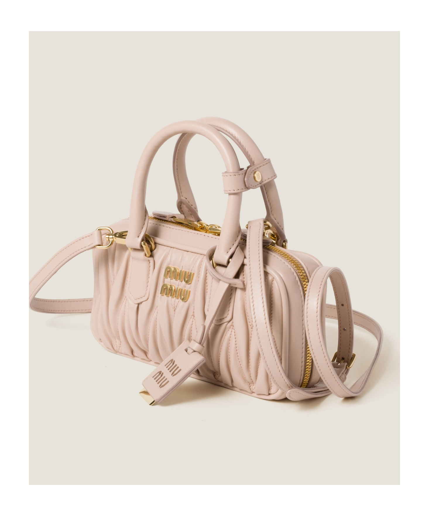 Miu Miu Double Handle Shoulder Bag In Nude