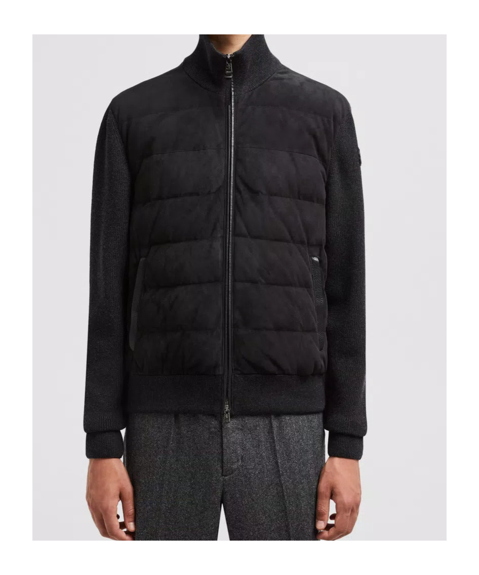Moncler Wool Zipper Cardigan In Black