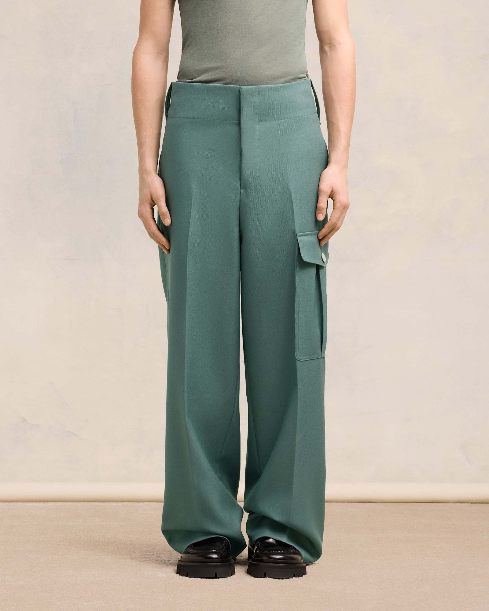 Shop Ami Alexandre Mattiussi Ami Straight Fit Trousers In Green