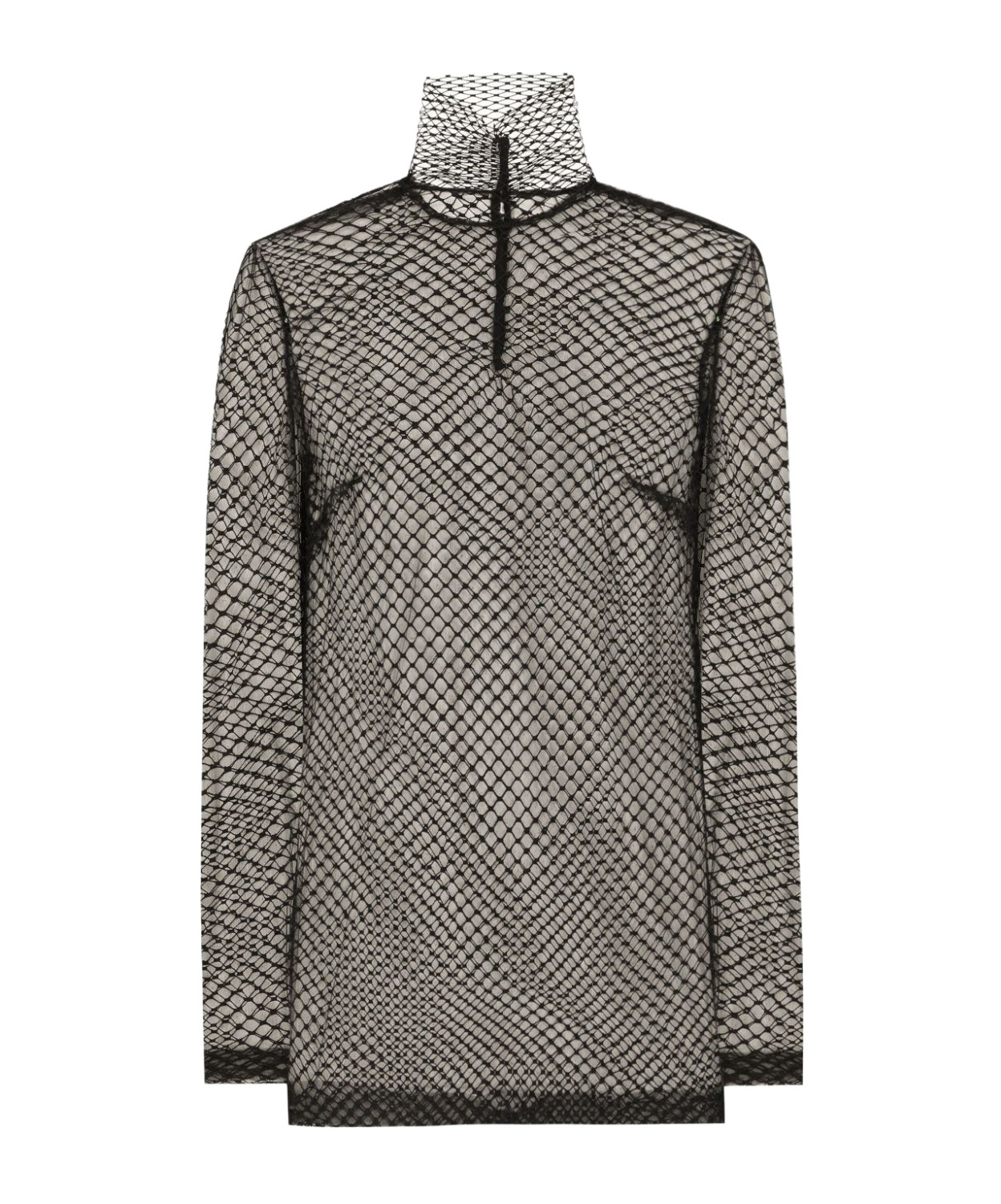 Dolce & Gabbana Sheer Mesh Sleeveless High Neck Top In Gray