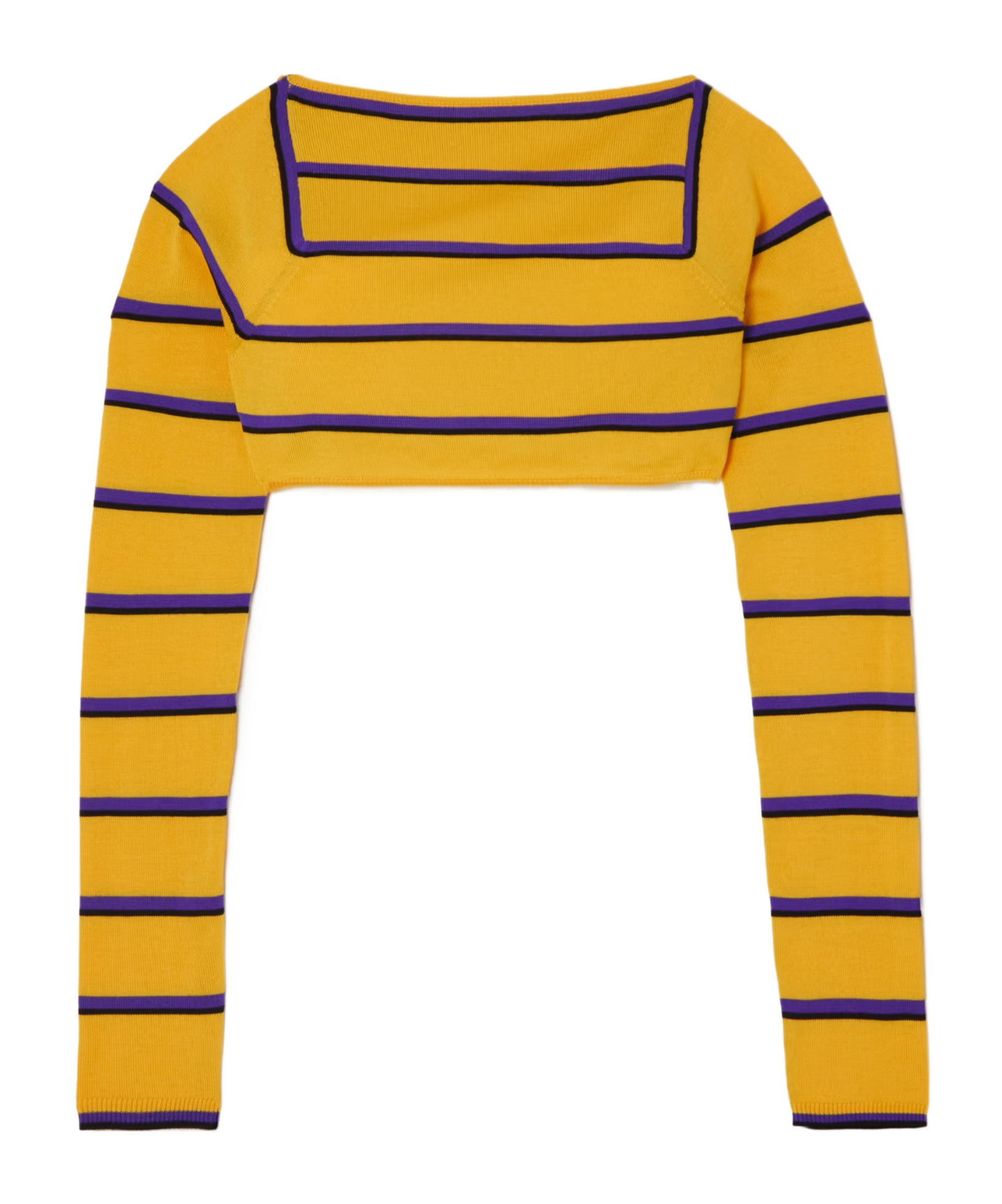 Pucci Cropped Open-back Silk-trimmed Striped Wool Sweater In Yellow