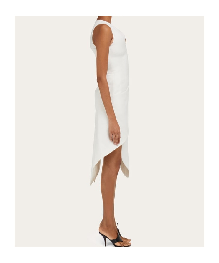 Shop Ferragamo Sculptural Stretch Viscose Dress In Mascarpone