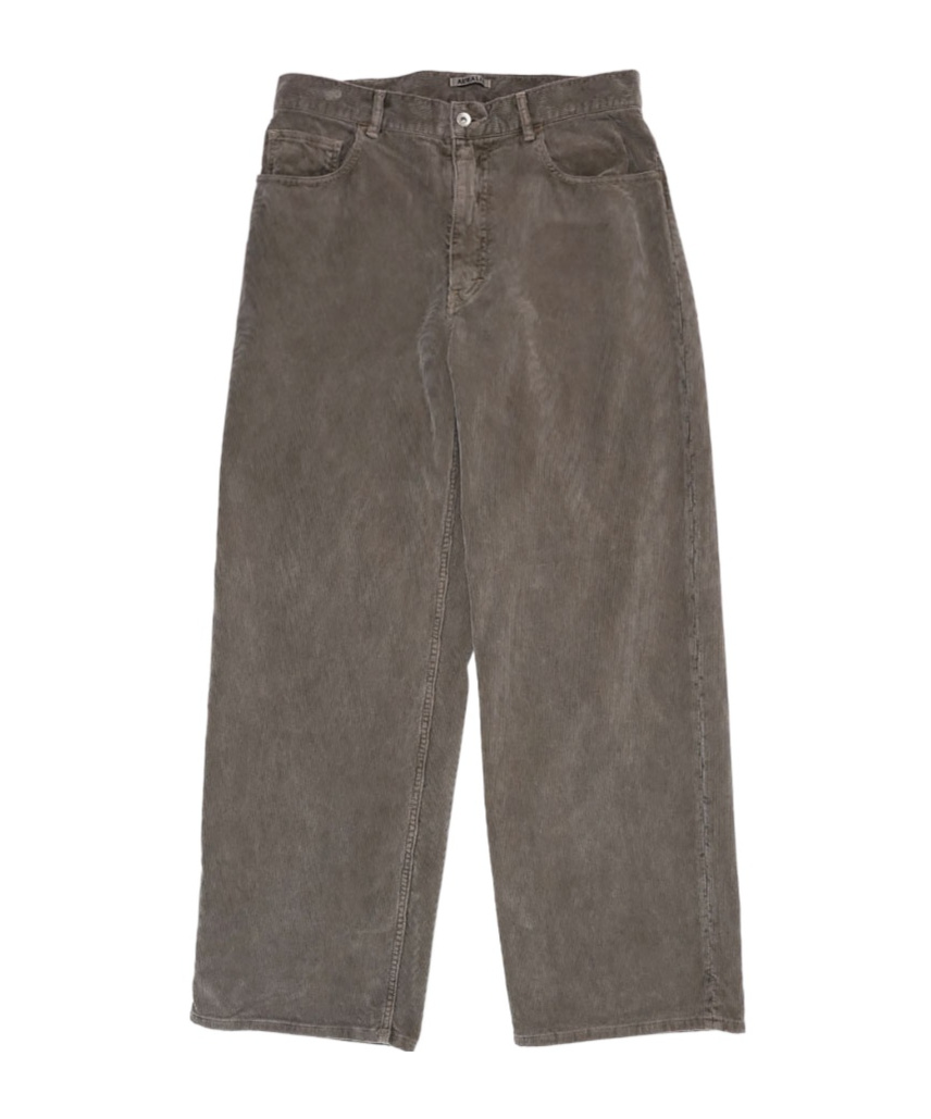 Auralee Pigment Dyed Finx Corduroy Wide 5p Pants In Brown