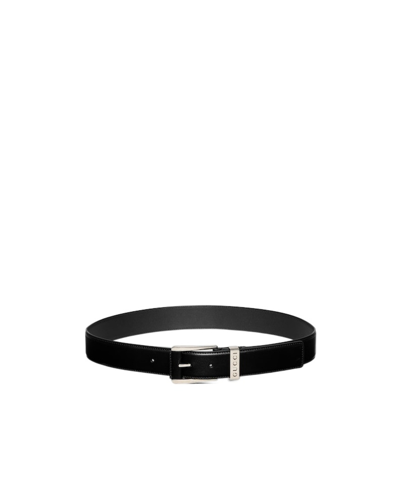 Gucci Belt With Squared Buckle In Black
