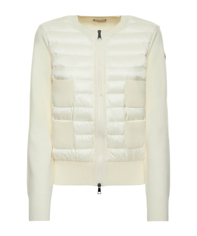 Moncler Padded Virgin Wool Zip-up Down Cardigan In White