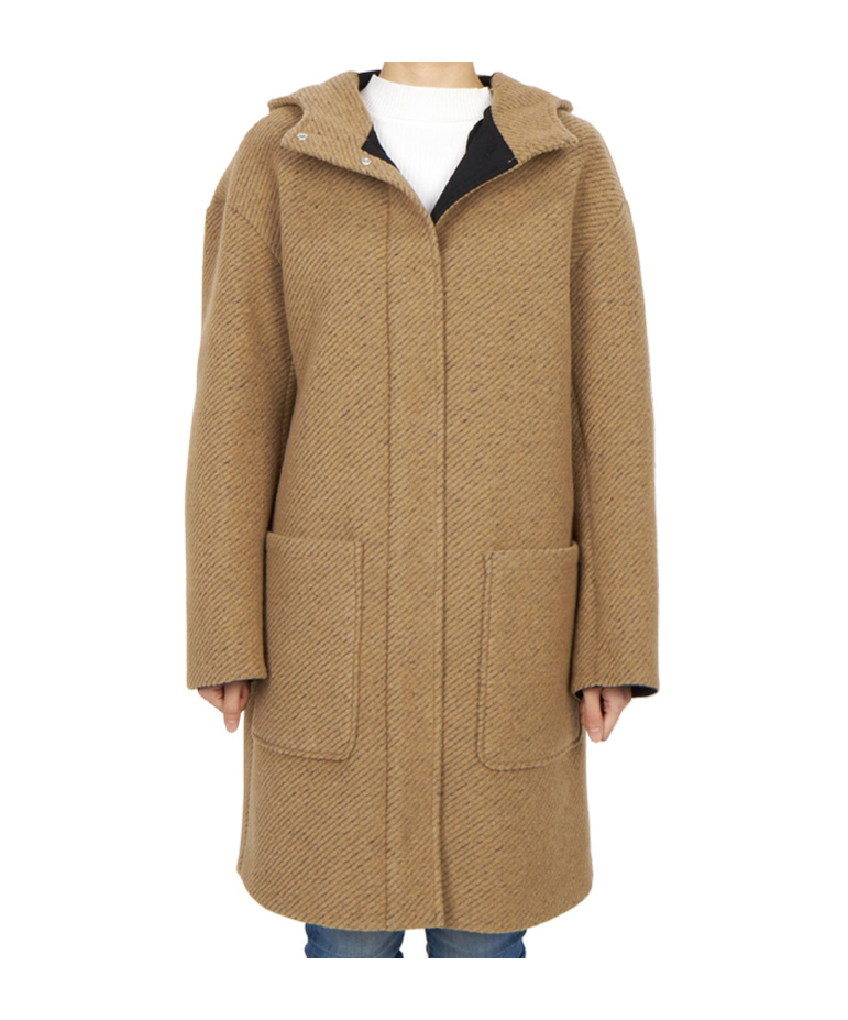 Max Mara Long-sleeved Hooded Coat In Brown