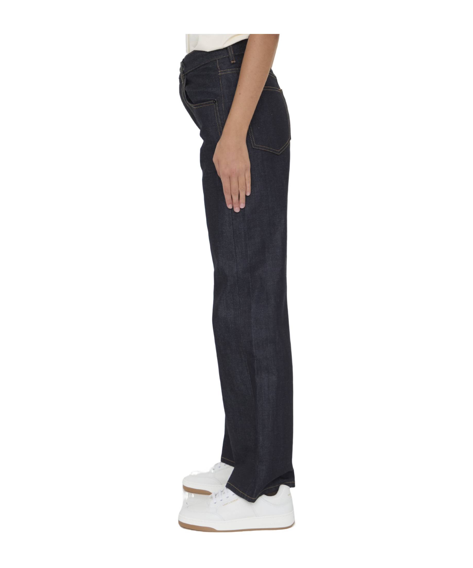 Saint Laurent Straight Leg Denim Pants In Black
