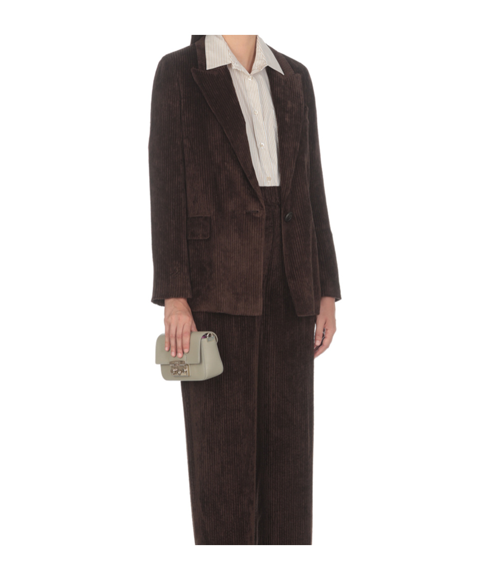 Peserico Tailored Corduroy Single-brested Blazer In Brown