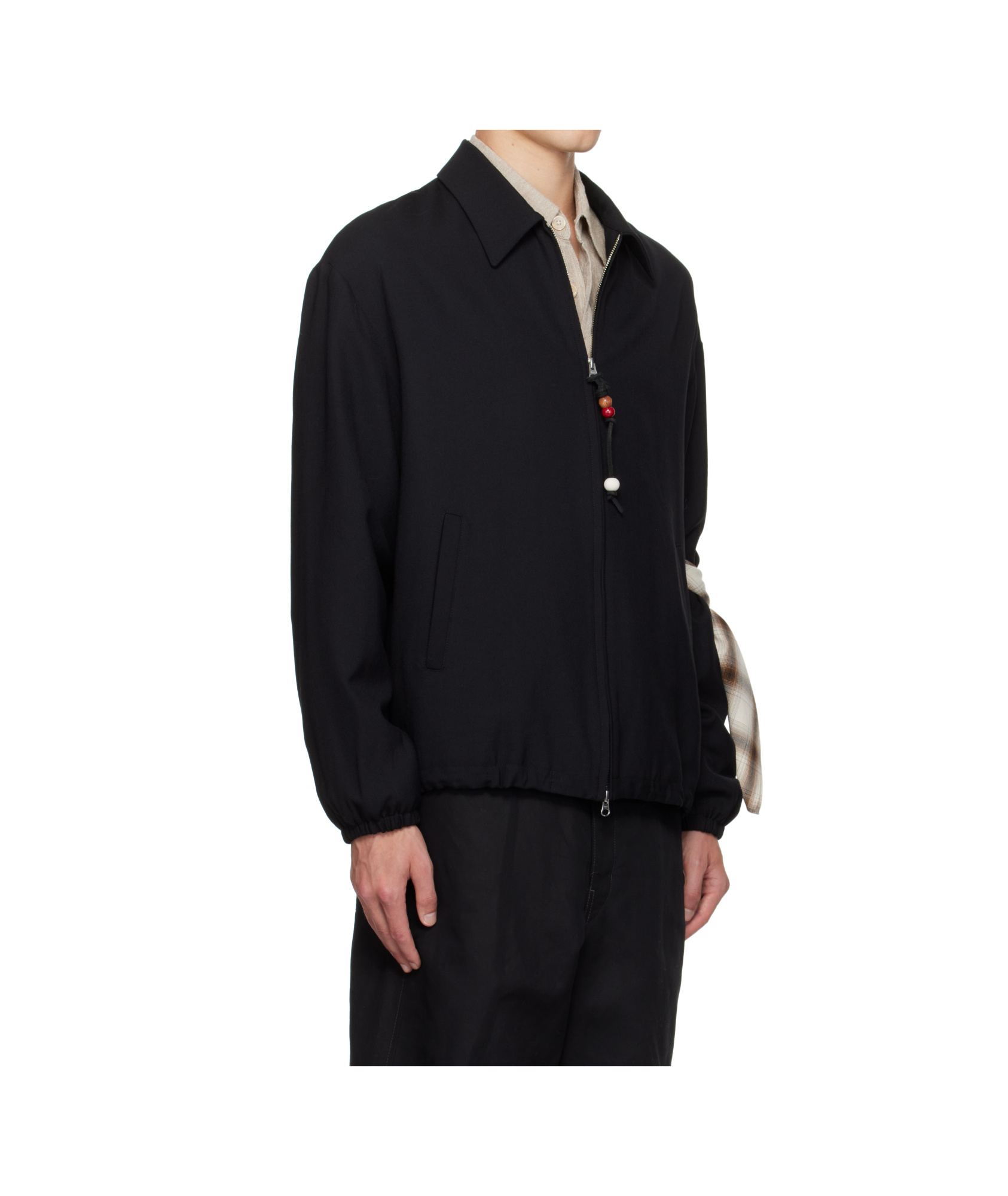 Song For The Mute Black Gabardine Slim Coach Jacket In Black