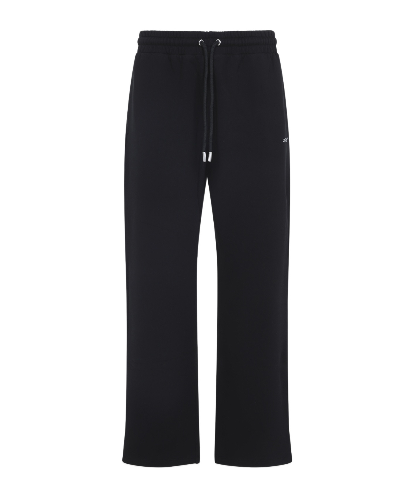Off-white Wide-leg Cotton Joggers With Cuffed Hem In Black